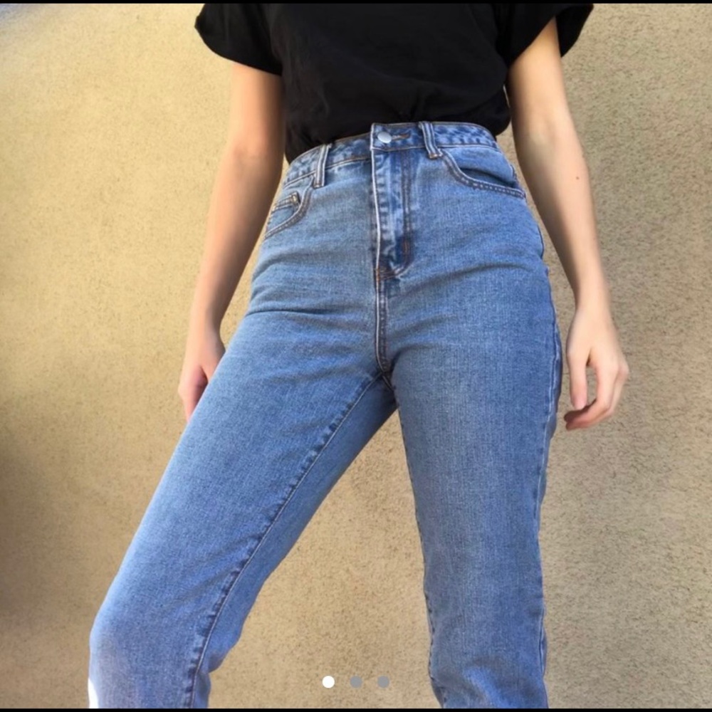 BooHoo high waisted straight leg jeans